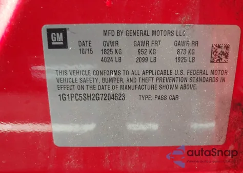 2016 Chevrolet Cruze Limited Ls Auto из США, поврежденный, VIN 1G1PC5SH2G7204623